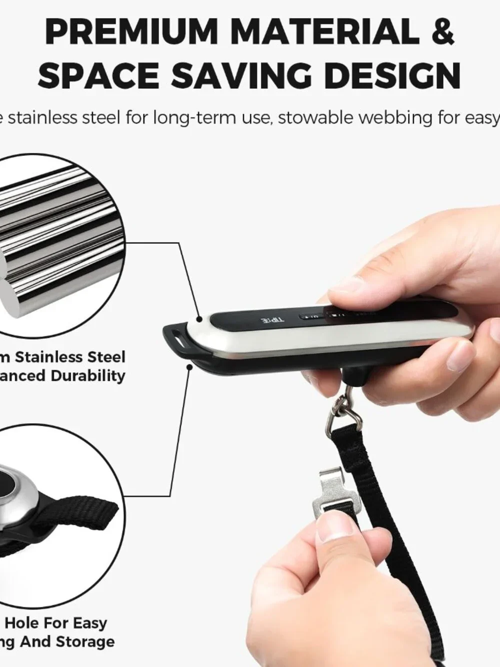 TIPRE Travel Luggage Scale 110lb Digital Suitcase Scale Portable Weight Scale Ha